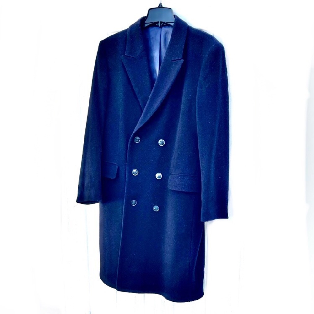 Vintage B. Teller of Vienna Wool Navy Blue Double Breasted Coat